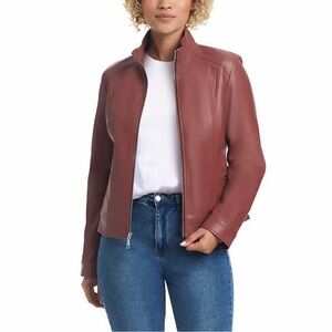 Vince Camuto Womens Faux Leather Jacket